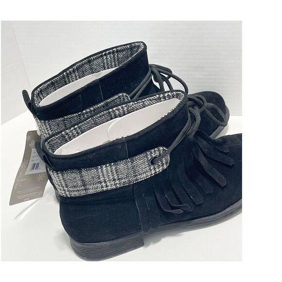 Muk Luks Lynsey Water Resistant Winter Boots Wool Glenn Plaid‎ Detail Black 11 - Picture 4 of 12